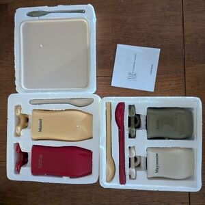 Longaberger Condiment Set - Red, Cream, Gray